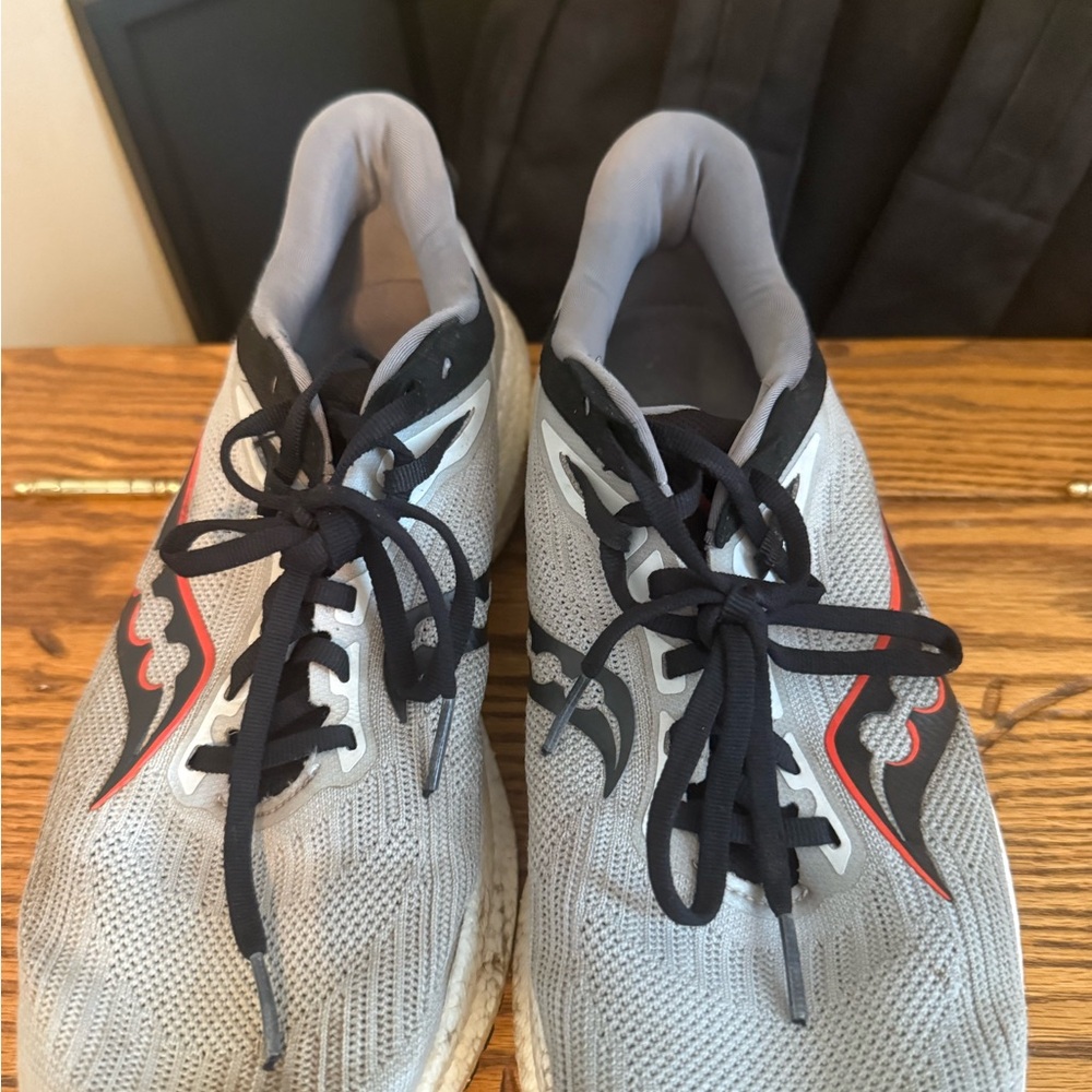 Saucony Gray and Red Sneakers